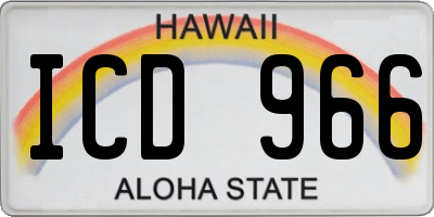 HI license plate ICD966