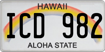 HI license plate ICD982