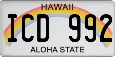 HI license plate ICD992