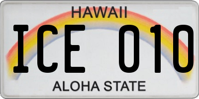 HI license plate ICE010