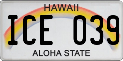 HI license plate ICE039