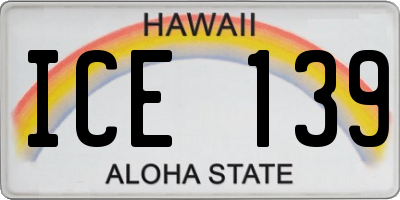 HI license plate ICE139