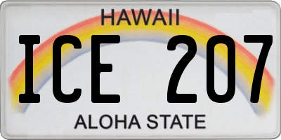 HI license plate ICE207
