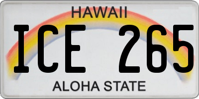 HI license plate ICE265