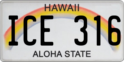HI license plate ICE316