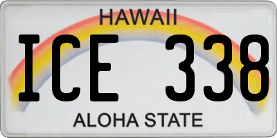 HI license plate ICE338
