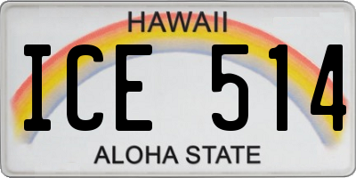 HI license plate ICE514