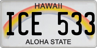 HI license plate ICE533