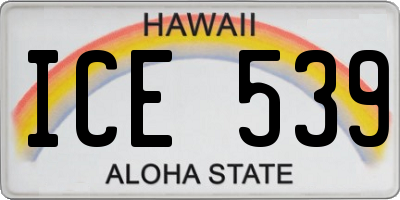 HI license plate ICE539