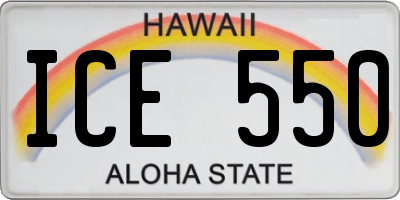 HI license plate ICE550