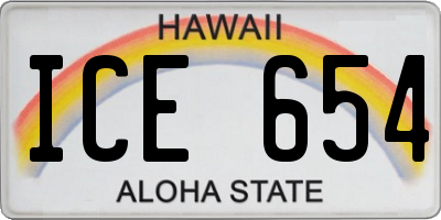 HI license plate ICE654