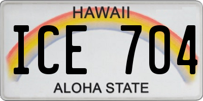 HI license plate ICE704