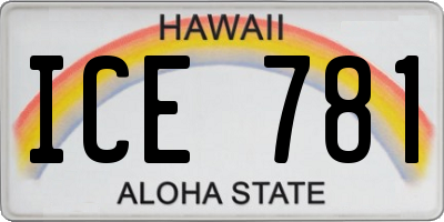 HI license plate ICE781