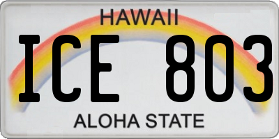 HI license plate ICE803