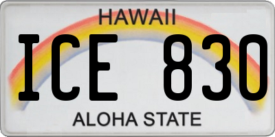 HI license plate ICE830