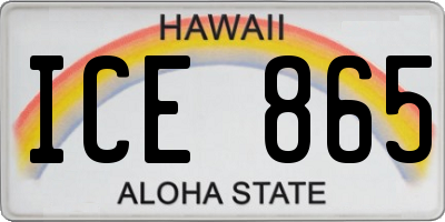 HI license plate ICE865