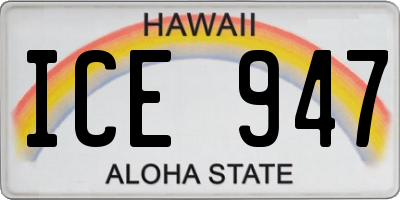 HI license plate ICE947