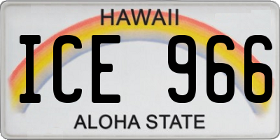 HI license plate ICE966