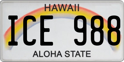 HI license plate ICE988