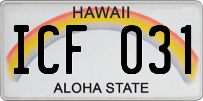 HI license plate ICF031