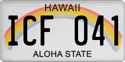 HI license plate ICF041