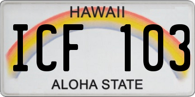 HI license plate ICF103
