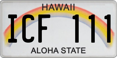 HI license plate ICF111