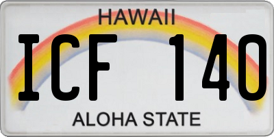 HI license plate ICF140