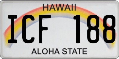 HI license plate ICF188