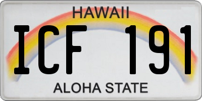HI license plate ICF191
