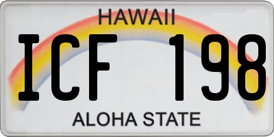 HI license plate ICF198