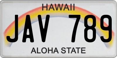 HI license plate JAV789