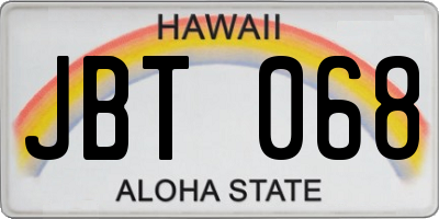 HI license plate JBT068