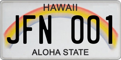 HI license plate JFN001