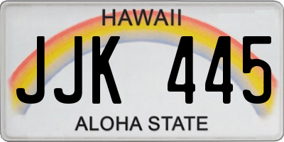 HI license plate JJK445