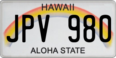 HI license plate JPV980