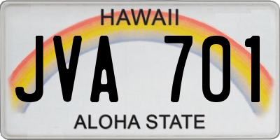 HI license plate JVA701
