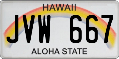 HI license plate JVW667