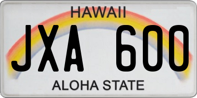 HI license plate JXA600