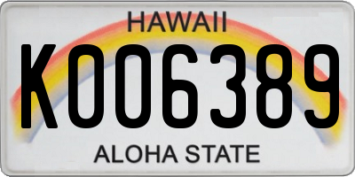 HI license plate K006389