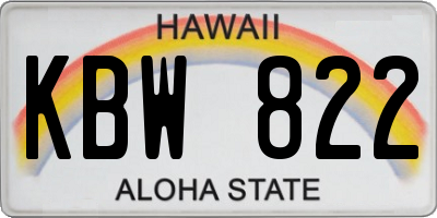 HI license plate KBW822