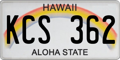 HI license plate KCS362