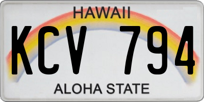 HI license plate KCV794