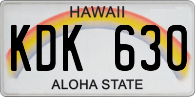 HI license plate KDK630