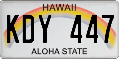 HI license plate KDY447