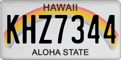 HI license plate KHZ7344