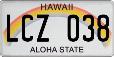 HI license plate LCZ038