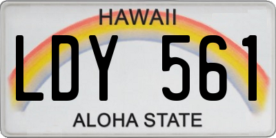 HI license plate LDY561