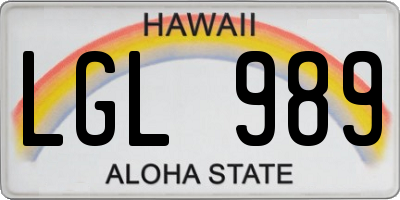 HI license plate LGL989