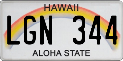 HI license plate LGN344